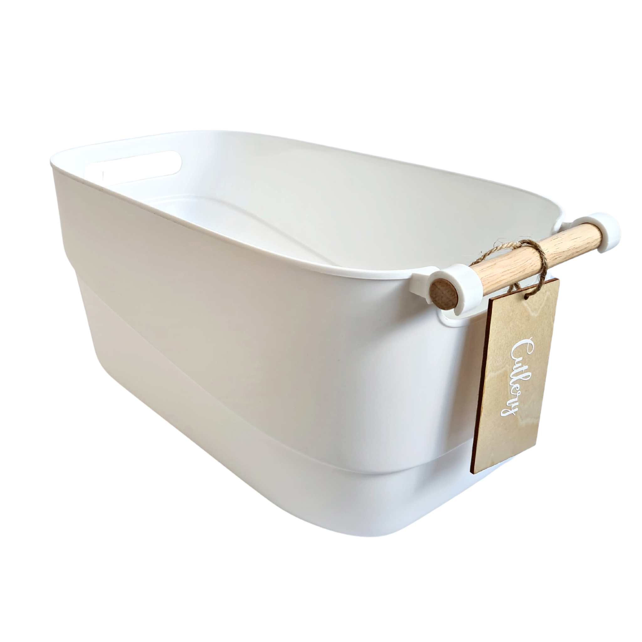 Storage basket with wooden handle - Large