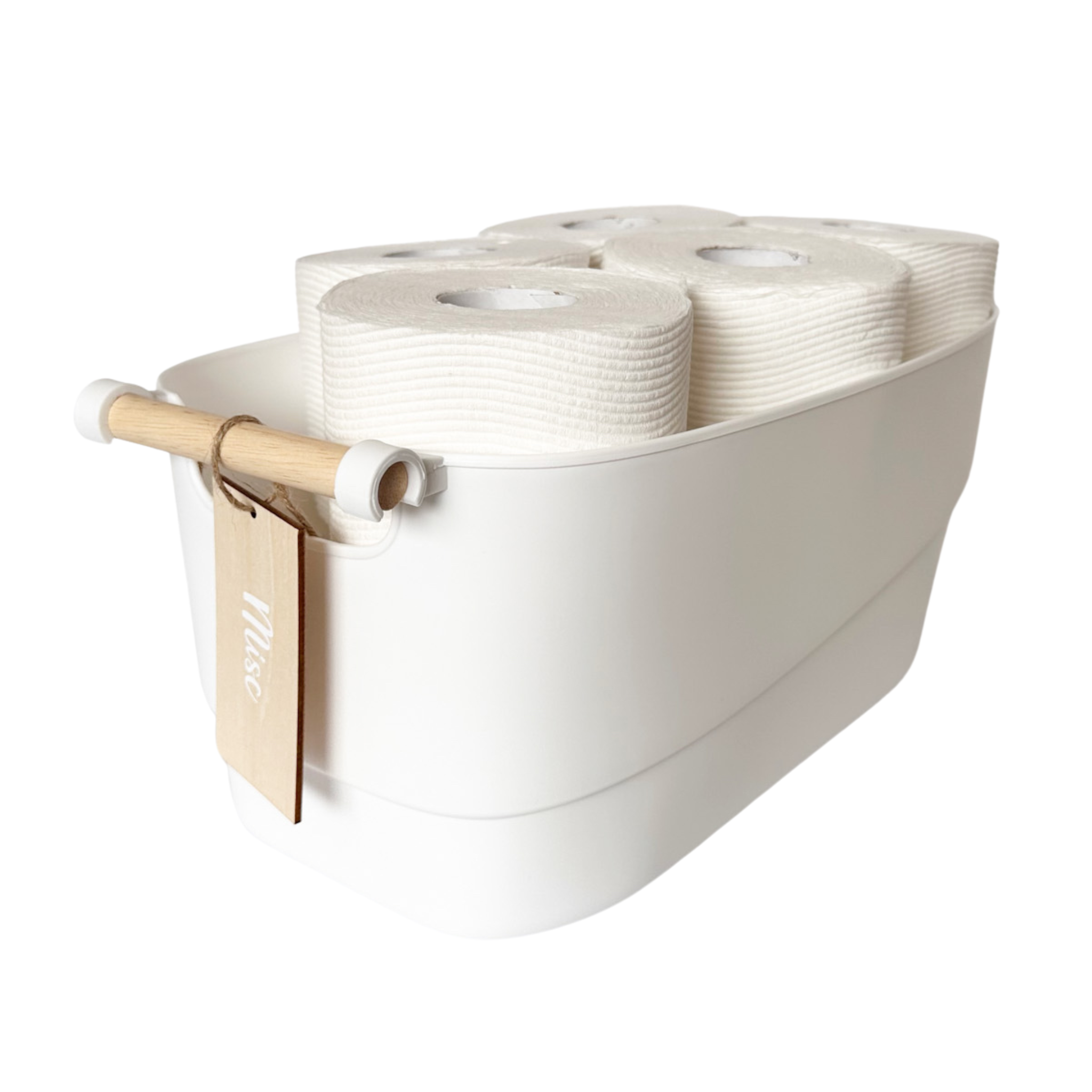 Storage basket with wooden handle - Large