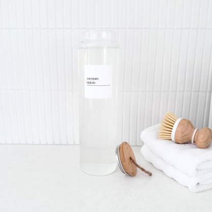 1L Bamboo and Glass Tall Liquid Jar
