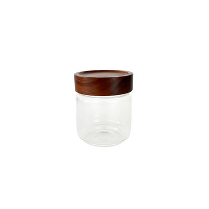 Acacia Lid Glass Jar - Small