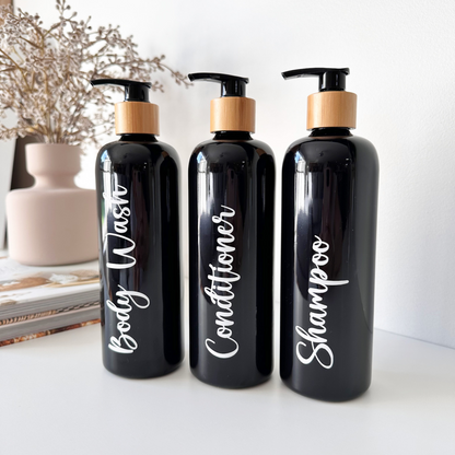 500ml Black Pump Bottles including labels