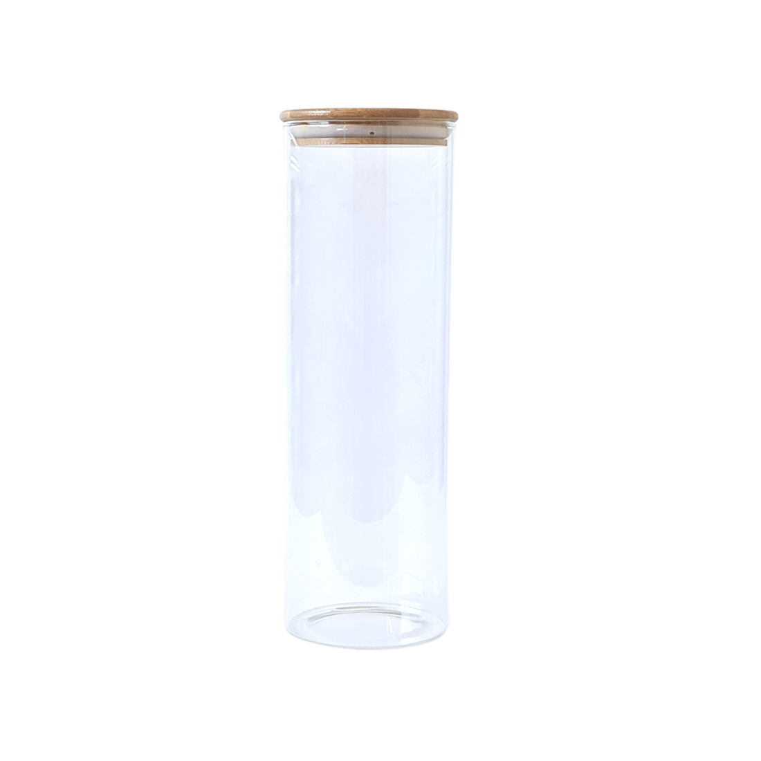 Glass storage jar w/bamboo lid Tall