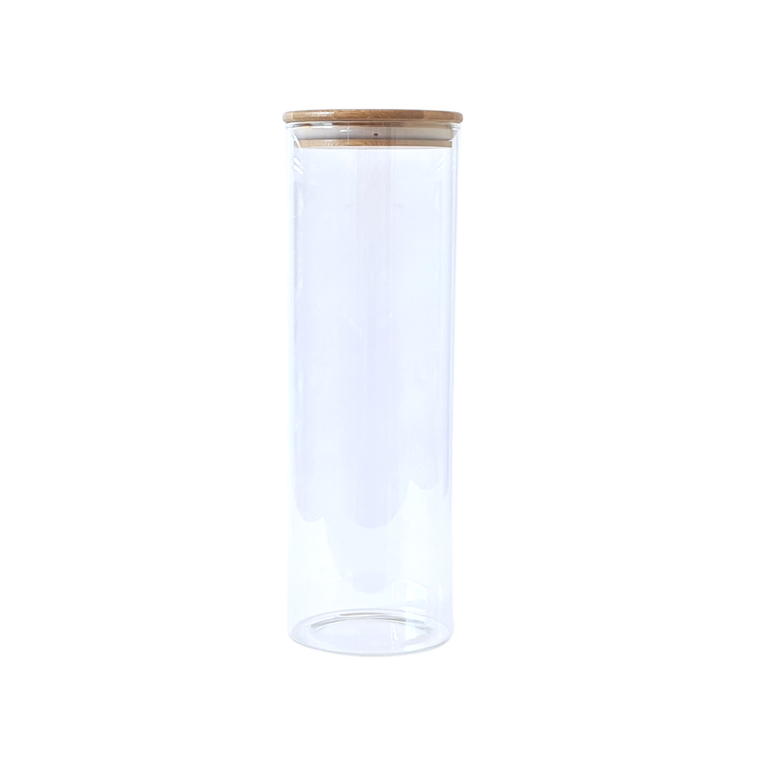 Glass storage jar w/bamboo lid Tall