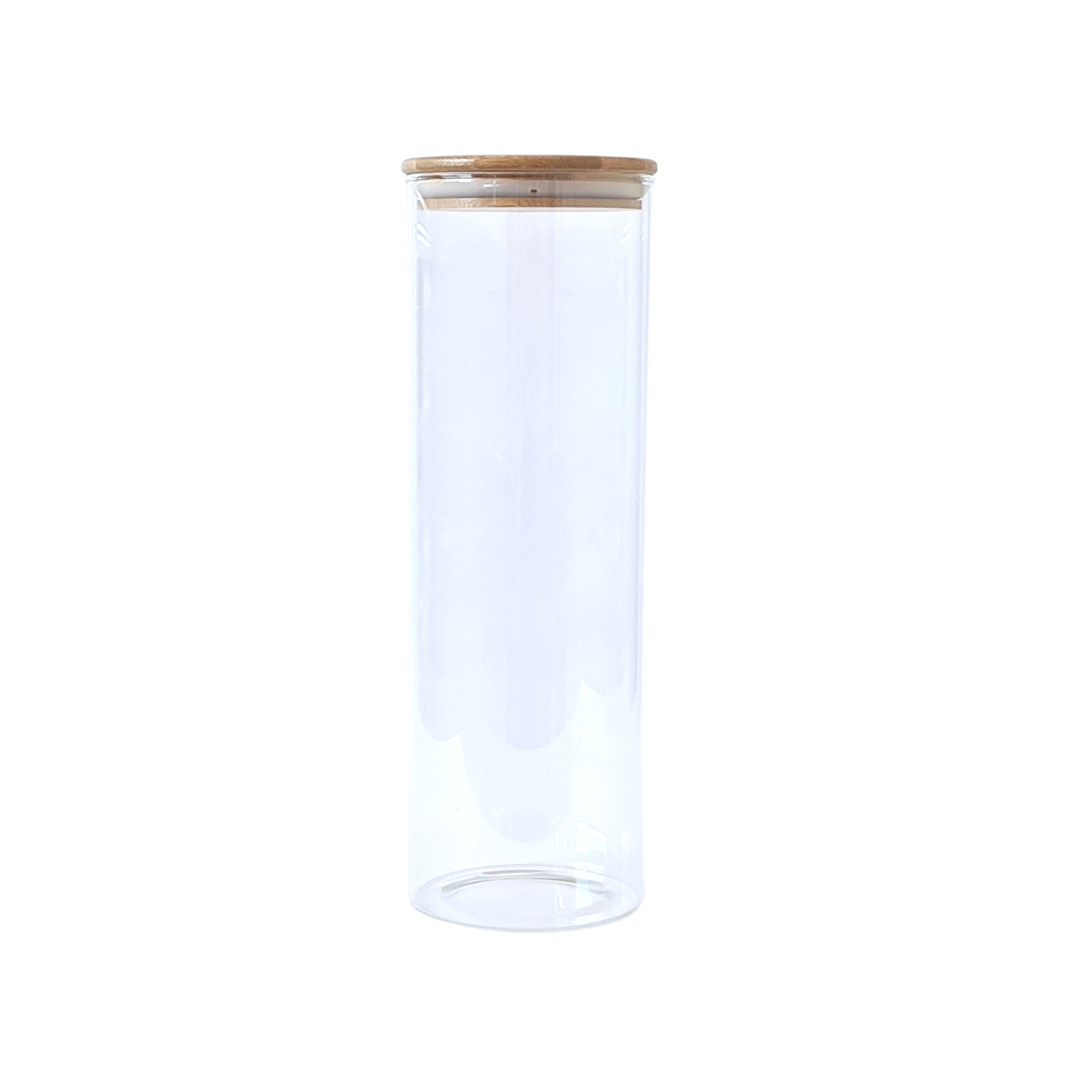Glass storage jar w/bamboo lid Tall
