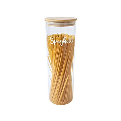 Glass storage jar w/bamboo lid Tall